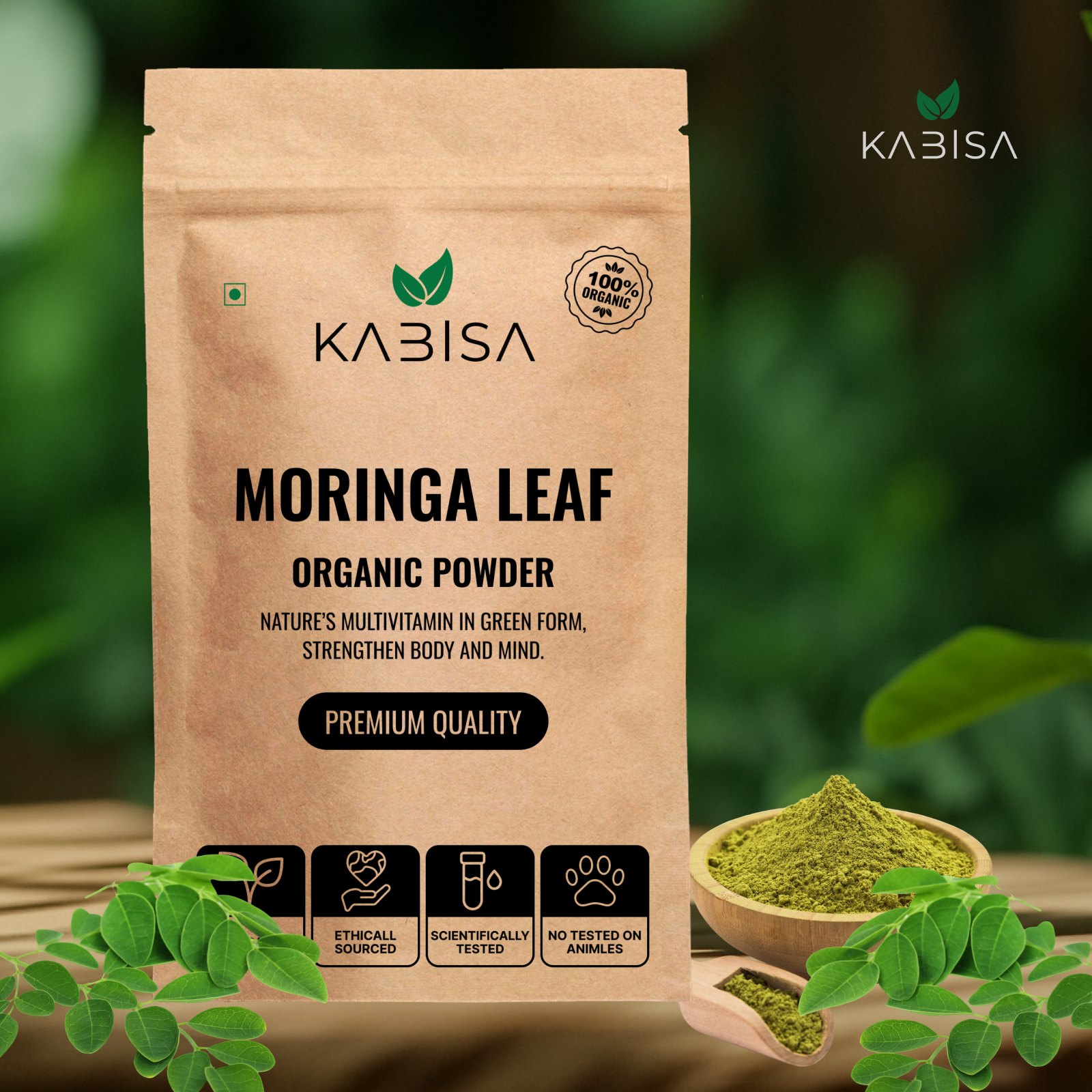 Kabisa Moringa Leaf Organic Powder — Nature's Multivitamin Rich in Iron Calcium Protein